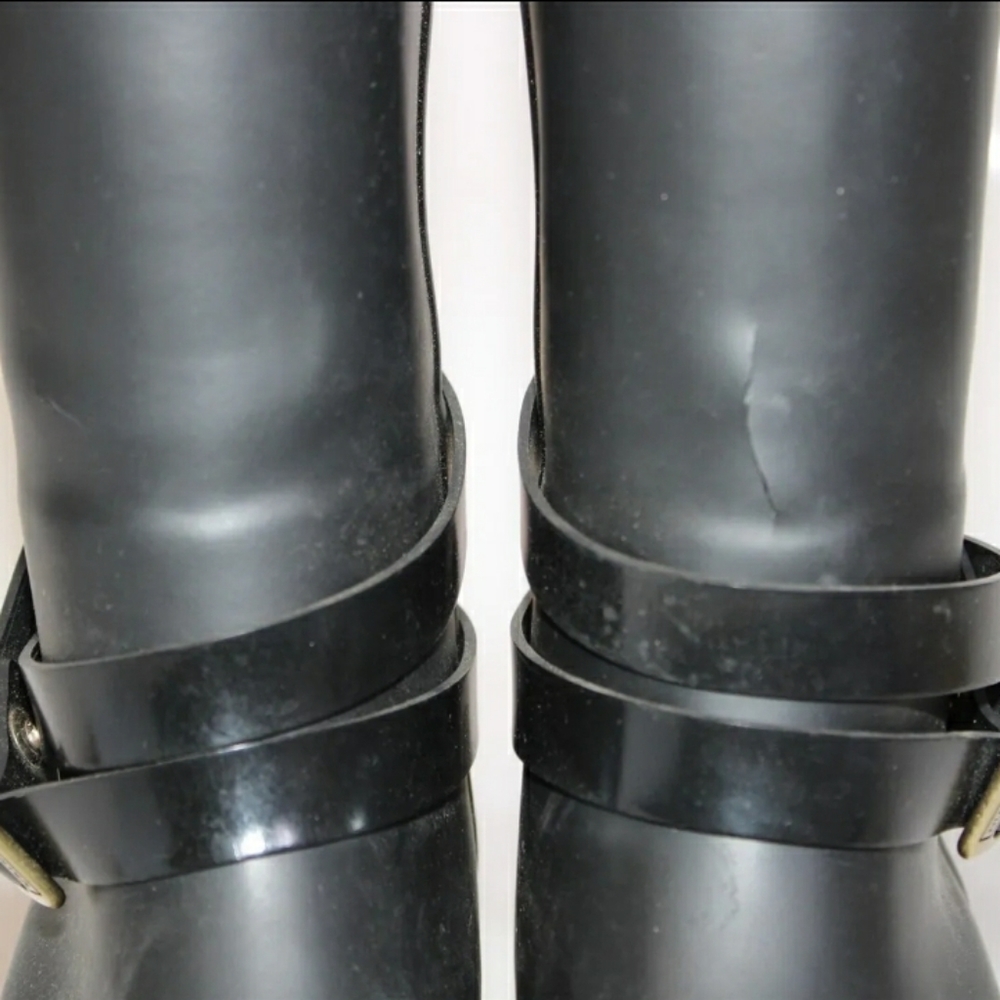 Hunter Andora Womens 5 Tall Black Rubber Wedge Waterproof Rain Boots - Picture 3 of 16